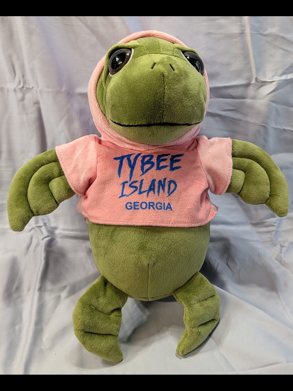 Tybee Island Georgia Green Turtle Plush with Pink Hoodie
